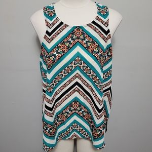 LDLA chevron high low sleeveless blouse size large
